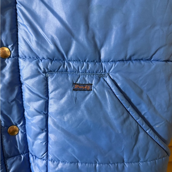 Vintage 1970’s Wrangler Western Snap Puffer Vest Blue and Orange Men’s L - Picture 6 of 7